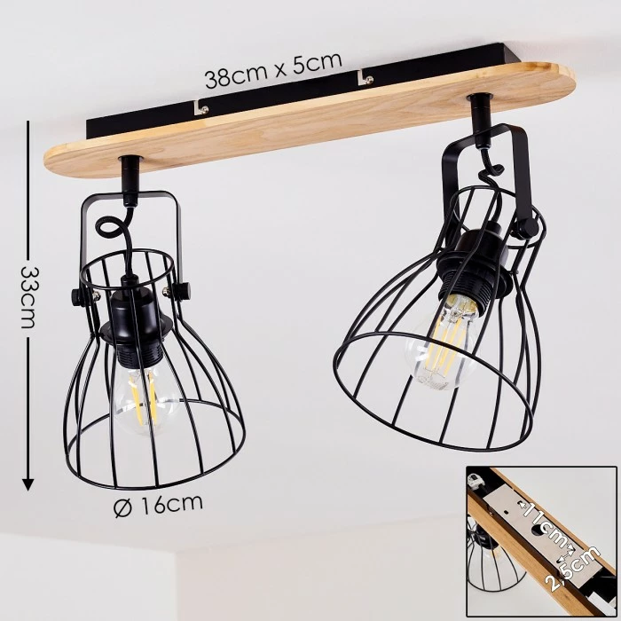 Hofstein Forshaga Deckenleuchte Holz hell, 2-flammig 2 Hofstein Forshaga Deckenleuchte Holz hell, 2-flammig – Bild 2