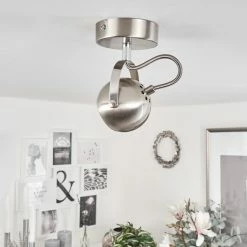 Hofstein Gadmen Deckenleuchte Nickel-Matt, Chrom, 1-flammig -Bürolampen Verkäufe gadmen deckenleuchte h3351895 10