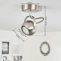 Hofstein Gadmen Deckenleuchte Nickel-Matt, Chrom, 1-flammig -Bürolampen Verkäufe gadmen deckenleuchte h3351895 3