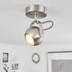 Hofstein Gadmen Deckenleuchte Nickel-Matt, Chrom, 1-flammig -Bürolampen Verkäufe gadmen deckenleuchte h3351895 6