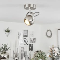 Hofstein Gadmen Deckenleuchte Nickel-Matt, Chrom, 1-flammig -Bürolampen Verkäufe gadmen deckenleuchte h3351895 8