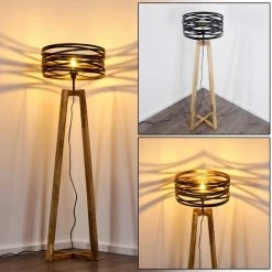 Hofstein Gauley Stehleuchte Schwarz, Braun, 1-flammig