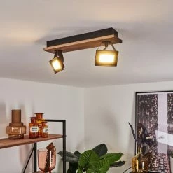 Hofstein Giresta Deckenleuchte LED Schwarz, Braun, 2-flammig -Bürolampen Verkäufe giresta deckenleuchte h3426302 6