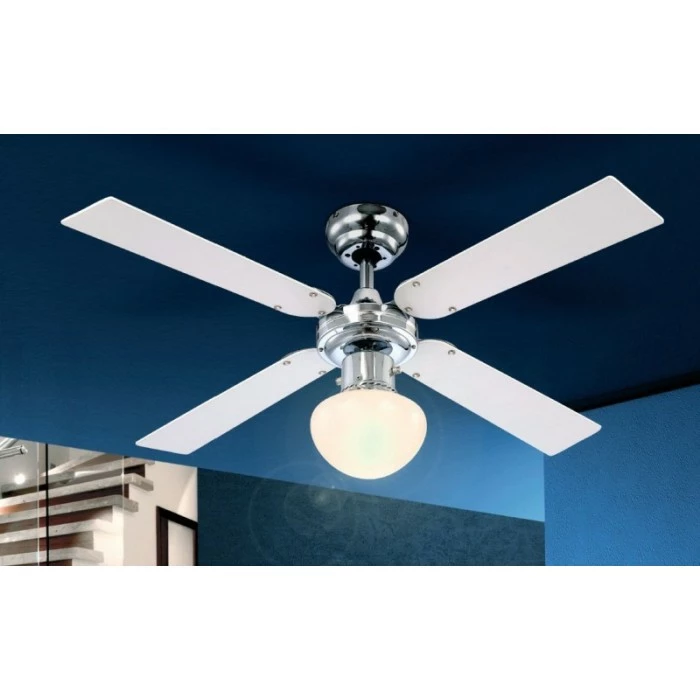 Globo CHAMPION Deckenventilator Chrom, Edelstahl, Weiß, 1-flammig 4 Globo CHAMPION Deckenventilator Chrom, Edelstahl, Weiß, 1-flammig – Bild 4