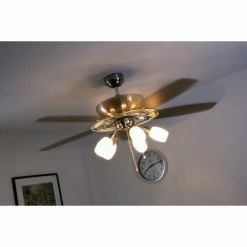 Globo JERRY Ventilator Nickel-Matt, Chrom, Edelstahl, 5-flammig -Bürolampen Verkäufe globo jerry ventilator 337 do1 10