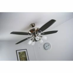 Globo JERRY Ventilator Nickel-Matt, Chrom, Edelstahl, 5-flammig -Bürolampen Verkäufe globo jerry ventilator 337 do1 15