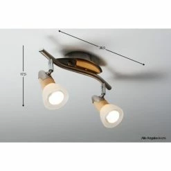 Globo Lord Deckenspot Nickel-Matt, Holz hell, 2-flammig