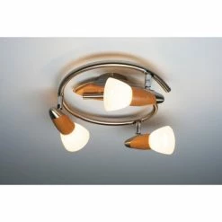 Globo LORD Deckenspot Edelstahl, Holz hell, 3-flammig -Bürolampen Verkäufe globo lord deckenspot 5441 3 3