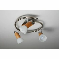 Globo LORD Deckenspot Edelstahl, Holz hell, 3-flammig -Bürolampen Verkäufe globo lord deckenspot 5441 3 5