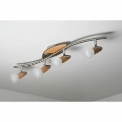 Globo LORD Deckenspot Chrom, Holz hell, 4-flammig 16 Globo LORD Deckenspot Chrom, Holz hell, 4-flammig -Bürolampen Verkäufe globo lord deckenspot 5441 4 6