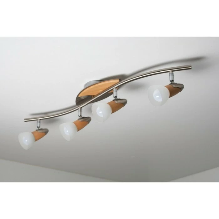 Globo LORD Deckenspot Chrom, Holz hell, 4-flammig 7 Globo LORD Deckenspot Chrom, Holz hell, 4-flammig – Bild 7