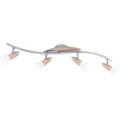 Globo LORD II Deckenleuchte Nickel-Matt, Holz hell, 4-flammig