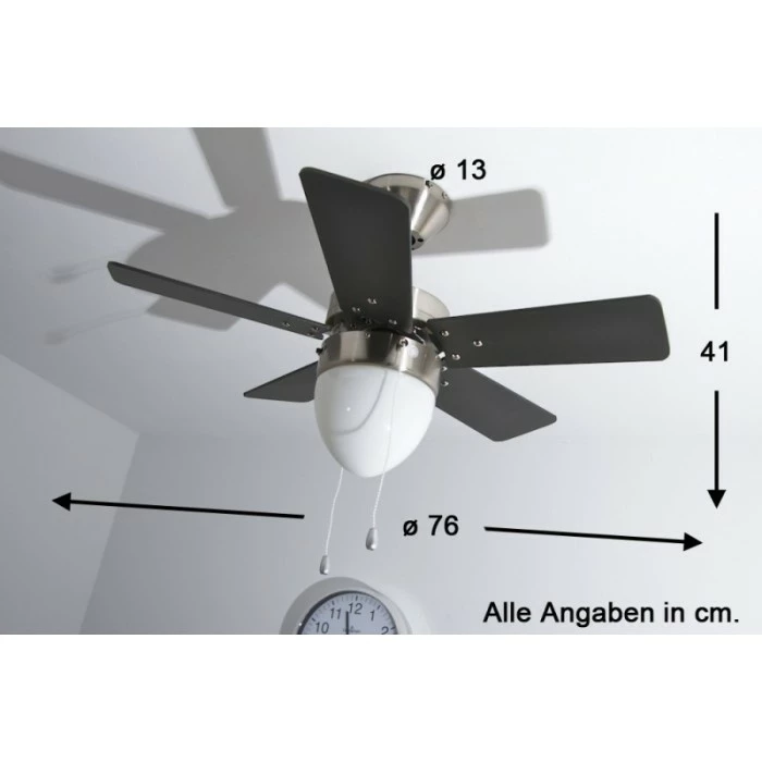 Globo MARVA Ventilator Nickel-Matt, Grau, Edelstahl, Weiß, 1-flammig 2 Globo MARVA Ventilator Nickel-Matt, Grau, Edelstahl, Weiß, 1-flammig – Bild 2
