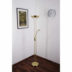 Globo PLUTO Deckenfluter Messing, Edelstahl, Gold, 2-flammig -Bürolampen Verkäufe globo pluto deckenfluter 5803 do1 6