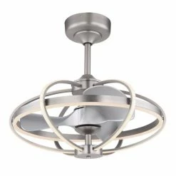 Globo Ventmatt Deckenventilator LED Nickel-Matt, 1-flammig, Fernbedienung -Bürolampen Verkäufe globo ventmatt deckenventilator 3613 4