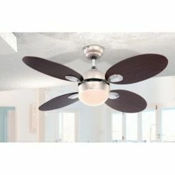 Globo WADE Deckenventilator Nickel-Matt, Chrom, Edelstahl, 1-flammig -Bürolampen Verkäufe globo wade deckenventilator 318 2