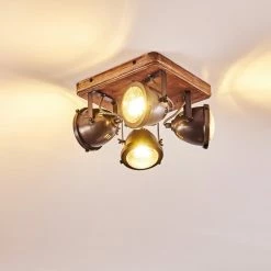 Hofstein Glostrup Deckenleuchte Edelstahl, Braun, 4-flammig -Bürolampen Verkäufe glostrup deckenleuchte h3335758 do1 13