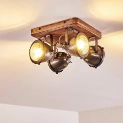 Hofstein Glostrup Deckenleuchte Edelstahl, Braun, 4-flammig -Bürolampen Verkäufe glostrup deckenleuchte h3335758 do1 5