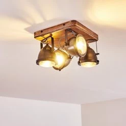 Hofstein Glostrup Deckenleuchte Edelstahl, Braun, 4-flammig -Bürolampen Verkäufe glostrup deckenleuchte h3335758 do1 6