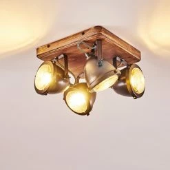 Hofstein Glostrup Deckenleuchte Edelstahl, Braun, 4-flammig -Bürolampen Verkäufe glostrup deckenleuchte h3335758 do1 8