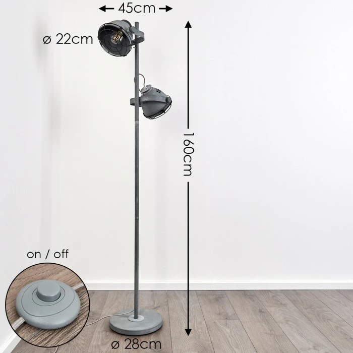 Hofstein Glostrup Stehleuchte Grau, 2-flammig 2 Hofstein Glostrup Stehleuchte Grau, 2-flammig – Bild 2