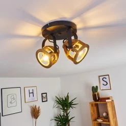 Hofstein Haervej Wood Deckenleuchte Schwarz, Holz hell, 2-flammig -Bürolampen Verkäufe haervej wood deckenleuchte h3368299 10