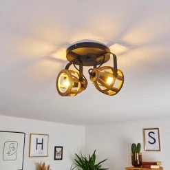 Hofstein Haervej Wood Deckenleuchte Schwarz, Holz hell, 2-flammig -Bürolampen Verkäufe haervej wood deckenleuchte h3368299 11