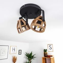 Hofstein Haervej Wood Deckenleuchte Schwarz, Holz hell, 2-flammig -Bürolampen Verkäufe haervej wood deckenleuchte h3368299 12