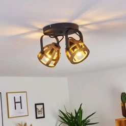 Hofstein Haervej Wood Deckenleuchte Schwarz, Holz hell, 2-flammig -Bürolampen Verkäufe haervej wood deckenleuchte h3368299 15