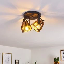 Hofstein Haervej Wood Deckenleuchte Schwarz, Holz hell, 2-flammig -Bürolampen Verkäufe haervej wood deckenleuchte h3368299 17