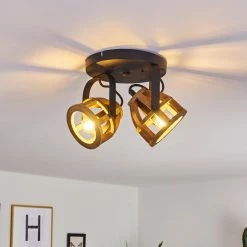 Hofstein Haervej Wood Deckenleuchte Schwarz, Holz hell, 2-flammig -Bürolampen Verkäufe haervej wood deckenleuchte h3368299 2