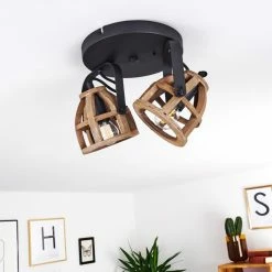 Hofstein Haervej Wood Deckenleuchte Schwarz, Holz hell, 2-flammig -Bürolampen Verkäufe haervej wood deckenleuchte h3368299 3