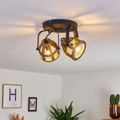 Hofstein Haervej Wood Deckenleuchte Schwarz, Holz hell, 2-flammig -Bürolampen Verkäufe haervej wood deckenleuchte h3368299 4