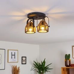 Hofstein Haervej Wood Deckenleuchte Schwarz, Holz hell, 2-flammig -Bürolampen Verkäufe haervej wood deckenleuchte h3368299 6