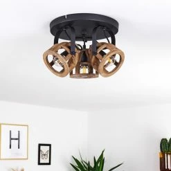 Hofstein Haervej Wood Deckenleuchte Schwarz, Holz hell, 3-flammig -Bürolampen Verkäufe haervej wood deckenleuchte h3368312 10