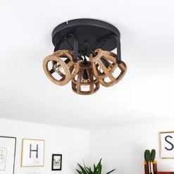 Hofstein Haervej Wood Deckenleuchte Schwarz, Holz hell, 3-flammig -Bürolampen Verkäufe haervej wood deckenleuchte h3368312 6