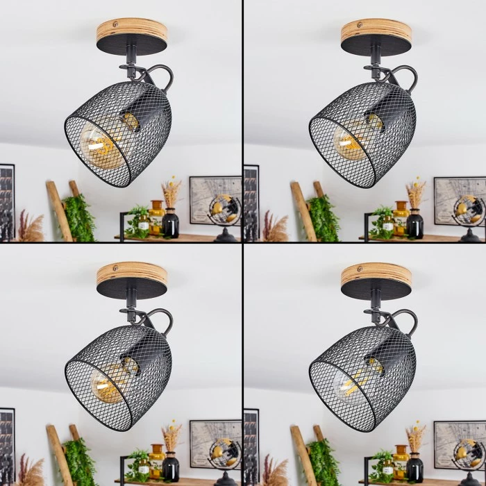 Hofstein Hakvaag Deckenleuchte Schwarz, Holz dunkel, 1-flammig 2 Hofstein Hakvaag Deckenleuchte Schwarz, Holz dunkel, 1-flammig – Bild 2