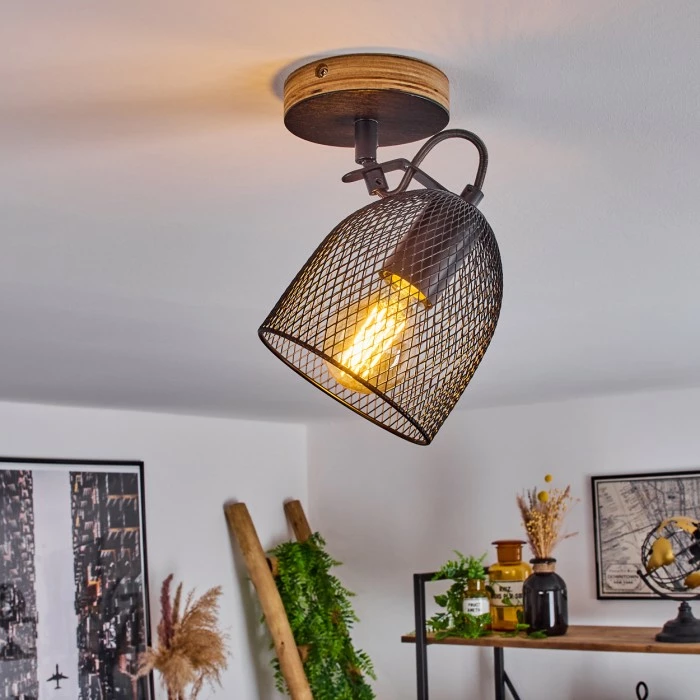 Hofstein Hakvaag Deckenleuchte Schwarz, Holz dunkel, 1-flammig 7 Hofstein Hakvaag Deckenleuchte Schwarz, Holz dunkel, 1-flammig – Bild 7