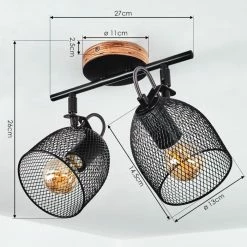 Hofstein Hakvaag Deckenleuchte Schwarz, Holz dunkel, 2-flammig -Bürolampen Verkäufe hakvaag deckenleuchte h3433799 3
