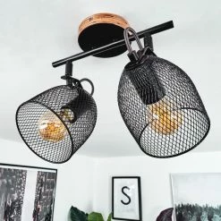 Hofstein Hakvaag Deckenleuchte Schwarz, Holz dunkel, 2-flammig -Bürolampen Verkäufe hakvaag deckenleuchte h3433799 9