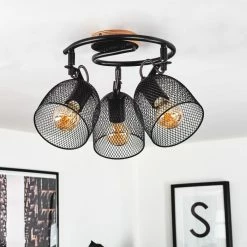 Hofstein Hakvaag Deckenleuchte Schwarz, Holz dunkel, 3-flammig -Bürolampen Verkäufe hakvaag deckenleuchte h3433829 10