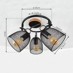 Hofstein Hakvaag Deckenleuchte Schwarz, Holz dunkel, 3-flammig -Bürolampen Verkäufe hakvaag deckenleuchte h3433829 3