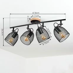 Hofstein Hakvaag Deckenleuchte Schwarz, Braun, 4-flammig -Bürolampen Verkäufe hakvaag deckenleuchte h3433843 3