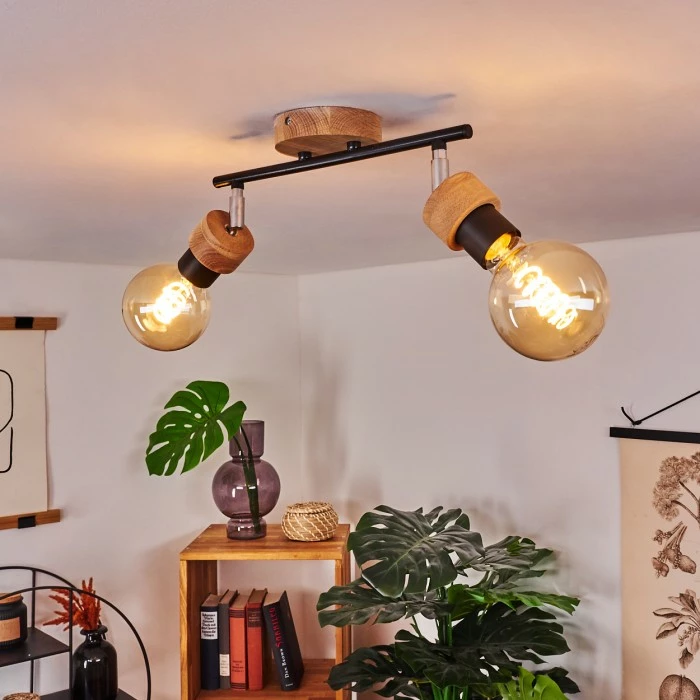 Hofstein Harran Deckenleuchte Chrom, Schwarz, Braun, 2-flammig 1 Hofstein Harran Deckenleuchte Chrom, Schwarz, Braun, 2-flammig