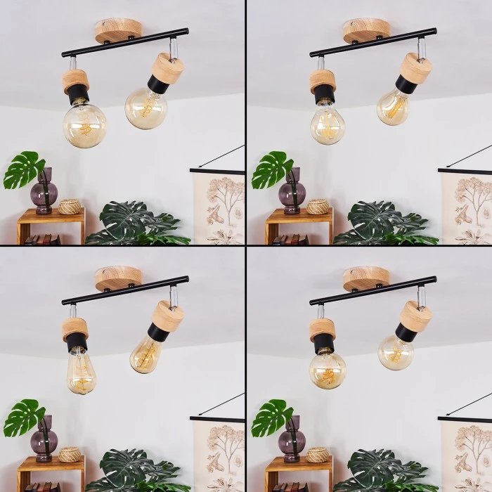 Hofstein Harran Deckenleuchte Chrom, Schwarz, Braun, 2-flammig 2 Hofstein Harran Deckenleuchte Chrom, Schwarz, Braun, 2-flammig – Bild 2