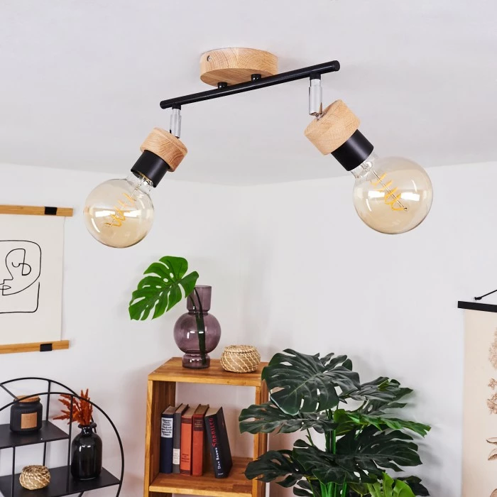 Hofstein Harran Deckenleuchte Chrom, Schwarz, Braun, 2-flammig 12 Hofstein Harran Deckenleuchte Chrom, Schwarz, Braun, 2-flammig – Bild 12