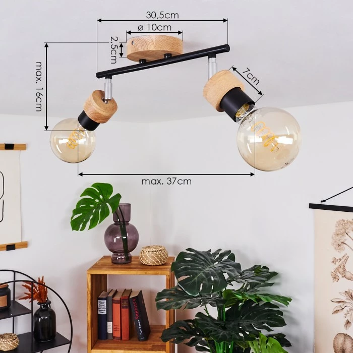 Hofstein Harran Deckenleuchte Chrom, Schwarz, Braun, 2-flammig 4 Hofstein Harran Deckenleuchte Chrom, Schwarz, Braun, 2-flammig – Bild 4