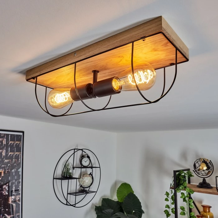 Hofstein Hodne Deckenleuchte Schwarz, Naturfarben, 2-flammig 1 Hofstein Hodne Deckenleuchte Schwarz, Naturfarben, 2-flammig