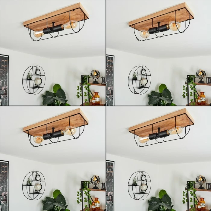 Hofstein Hodne Deckenleuchte Schwarz, Naturfarben, 2-flammig 2 Hofstein Hodne Deckenleuchte Schwarz, Naturfarben, 2-flammig – Bild 2