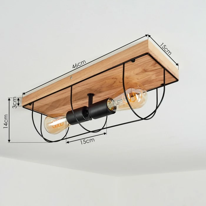 Hofstein Hodne Deckenleuchte Schwarz, Naturfarben, 2-flammig 3 Hofstein Hodne Deckenleuchte Schwarz, Naturfarben, 2-flammig – Bild 3